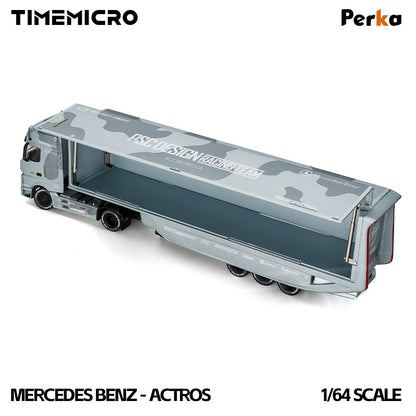 1/64 - Mercedes-Benz Actros Aero Trailer PSC Fighter Jet Gray -  Time Micro x Perka - TM646753 - ***Pre order***