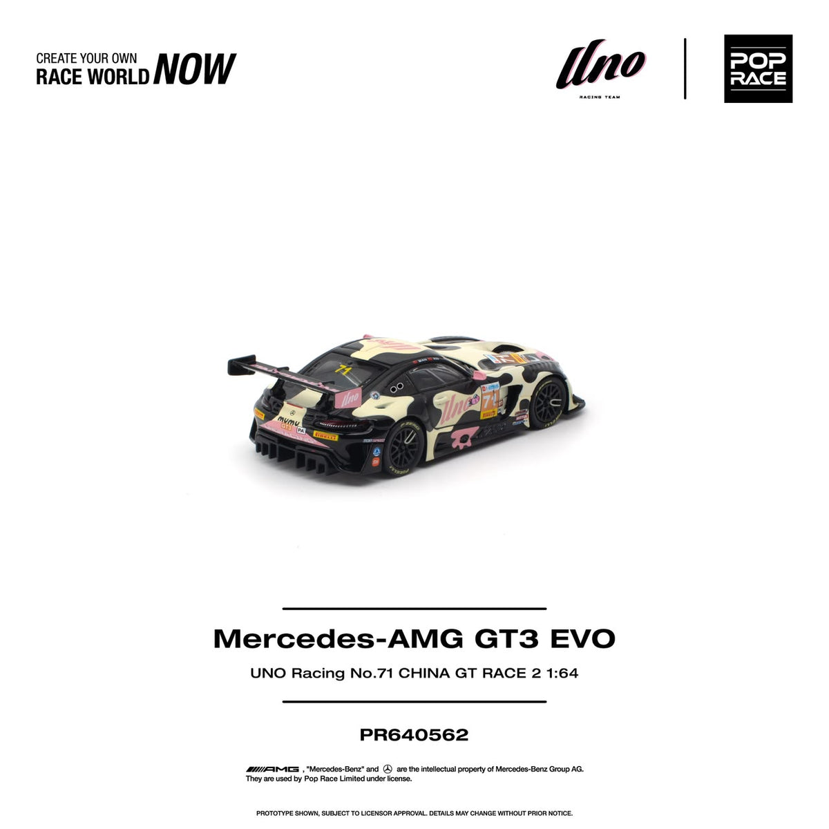 1/64 Mercedes AMG GT3 EVO UNO Racing NO.71 China GT Race 2 "Mumu"  - Poprace - PR640562 *** Pre order ***