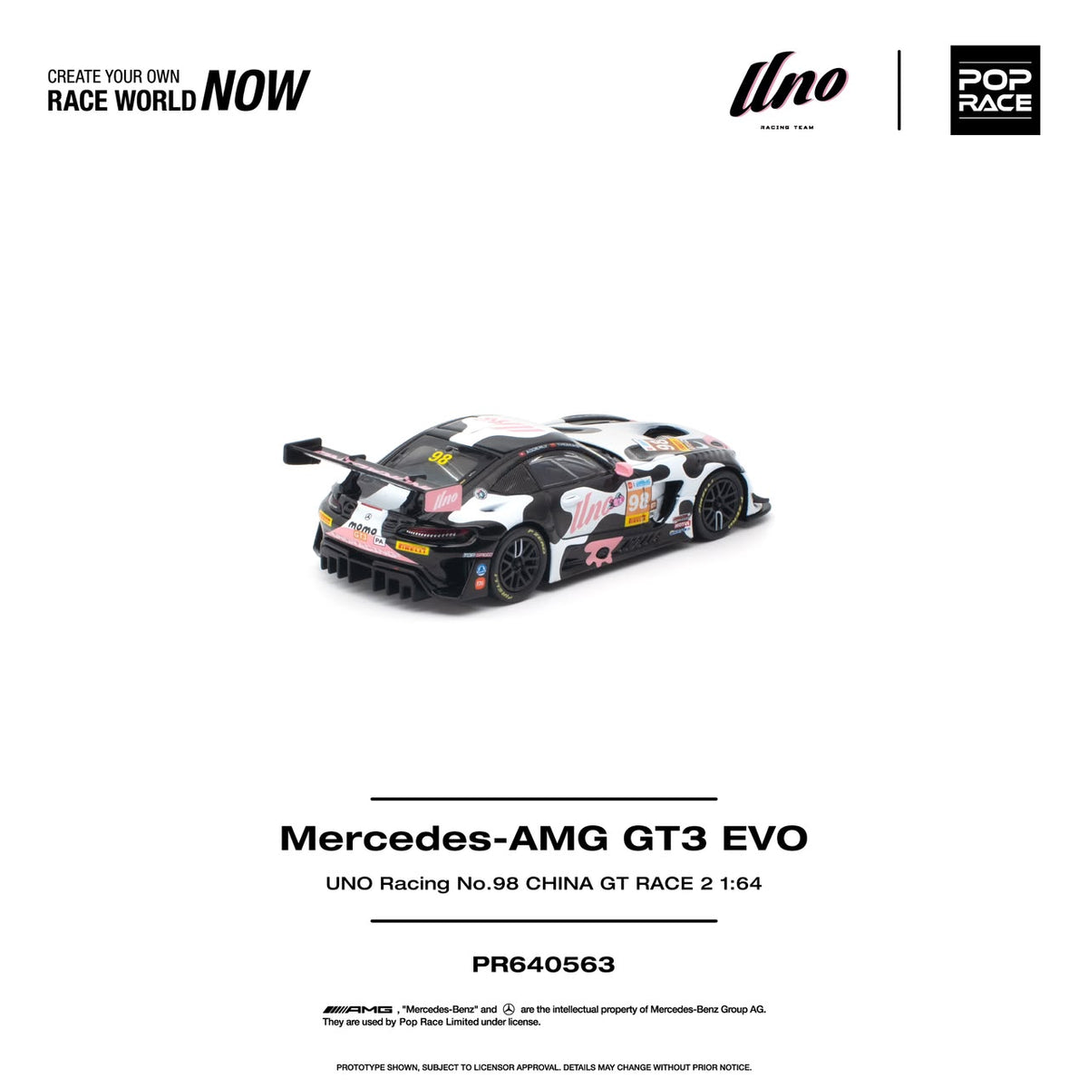 1/64 Mercedes AMG GT3 EVO UNO Racing NO.98 China GT RACE 2 "Momo"  - Poprace - PR640563 *** Pre order ***