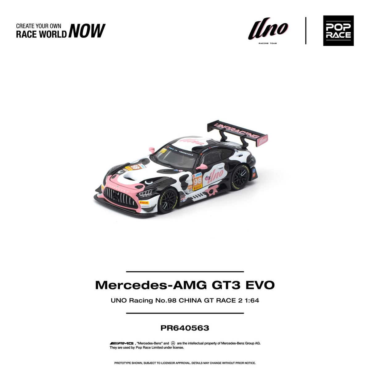 1/64 Mercedes AMG GT3 EVO UNO Racing NO.98 China GT RACE 2 "Momo"  - Poprace - PR640563 *** Pre order ***