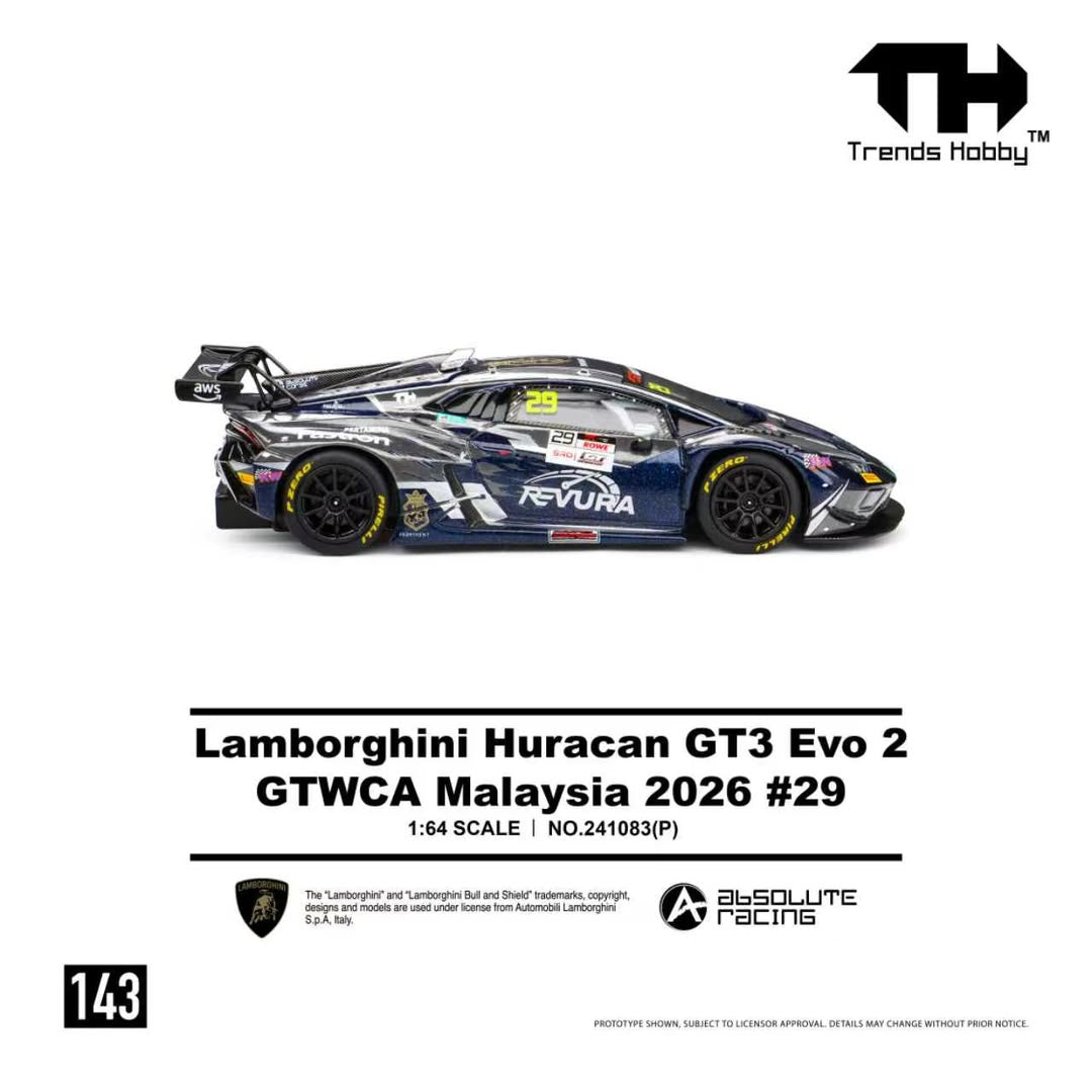 1/64 Lamborghini Huracan GT3 EVO2 GT GTWCA Malaysia 2026 - Trends Hobby - 241083(P) - 143