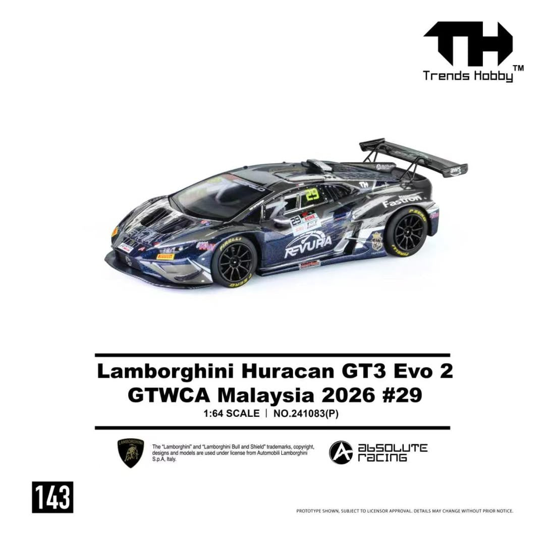 1/64 Lamborghini Huracan GT3 EVO2 GT GTWCA Malaysia 2026 - Trends Hobby - 241083(P) - 143