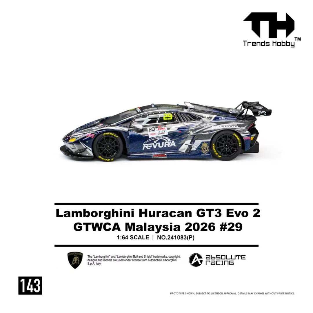 1/64 Lamborghini Huracan GT3 EVO2 GT GTWCA Malaysia 2026 - Trends Hobby - 241083(P) - 143