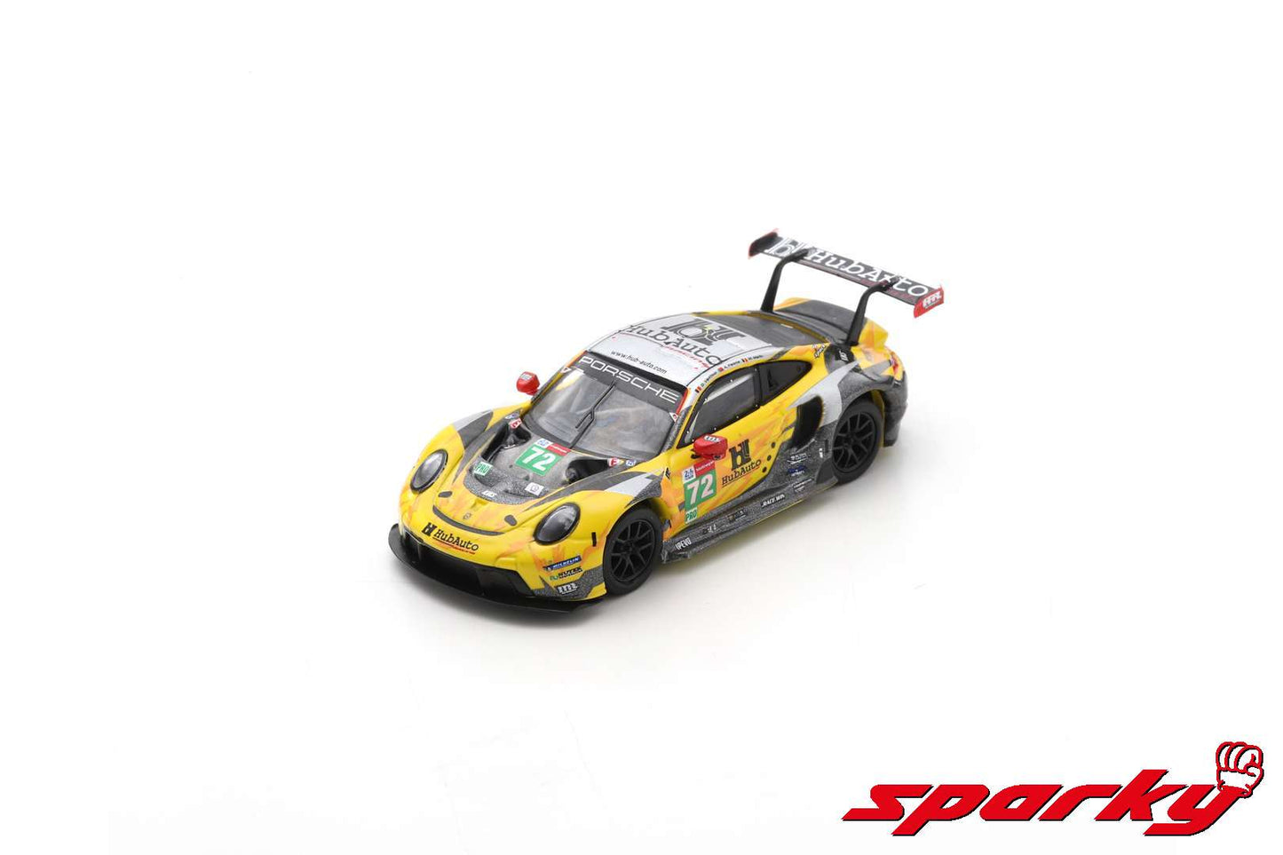 1/64 PORSCHE - 911 991-2 4.2L RSR-19 TEAM HUBAUTO RACING N 72 24h HYPERPOLE GTPRO CLASS LE MANS 2021 M.MARTIN - A.PARENTE - D.VANTHOOR - YELLOW GREY - SPARKY SPA Y270