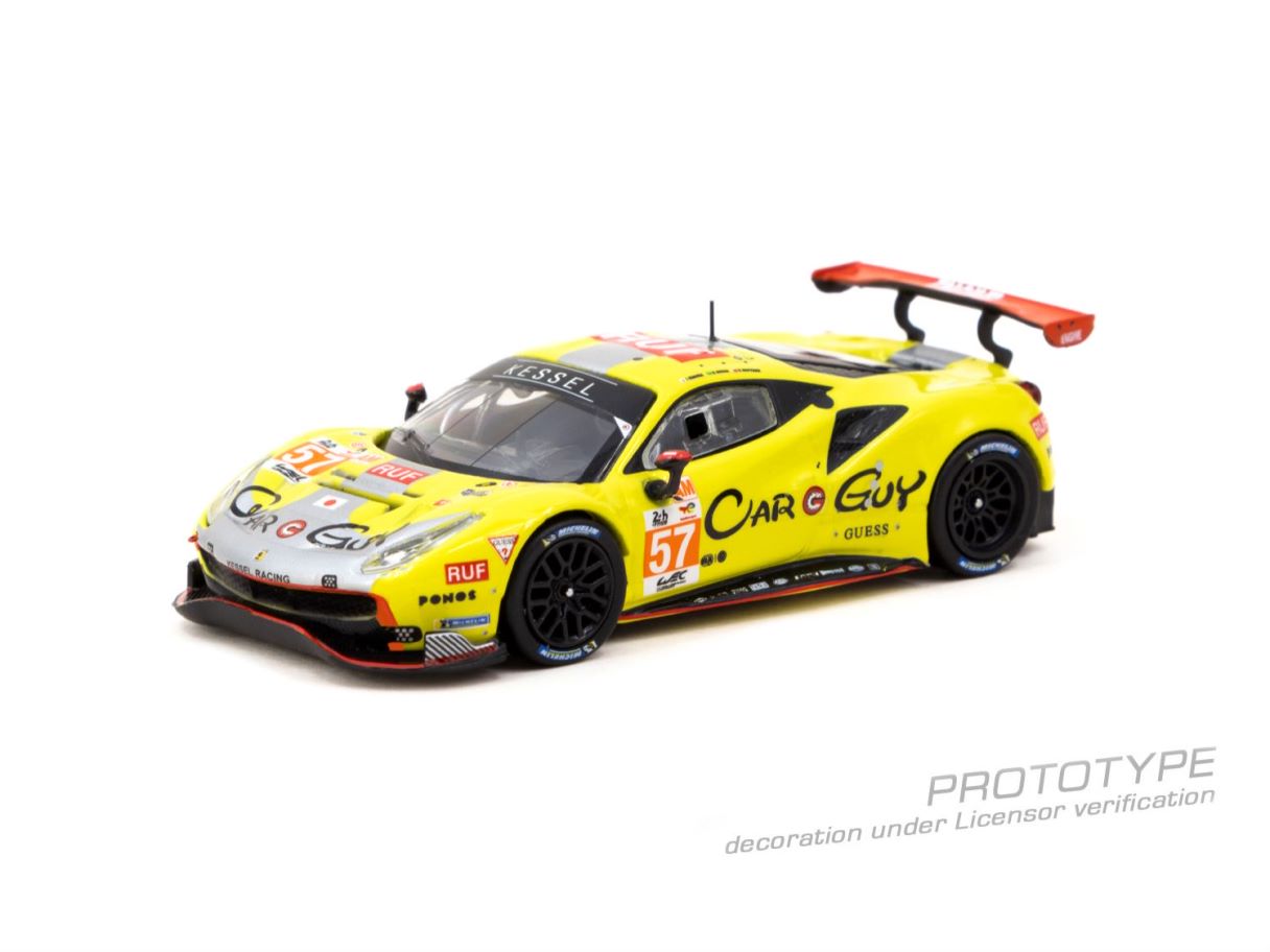 1/64 2023 Ferrari 488 GTE S.Huffaker/T.Kimura/D.Serra 24h of Le Mans, yellow  - Tarmac - TC-T64-071-23LM57