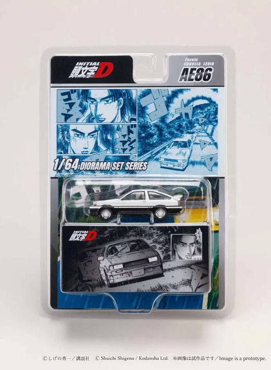 1/64 Toyota COROLLA LEVIN (AE86)/ INITIAL D Wataru Akiyama VS Keisuke Takahashi  white/black - Hobby Japan - HJDMD008A