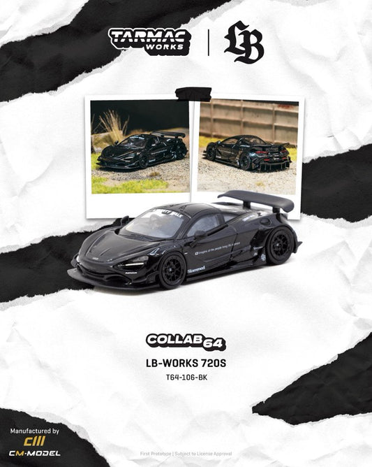 1/64 LB-WORKS 720S Black - Tarmac Models - T64-106-BK
