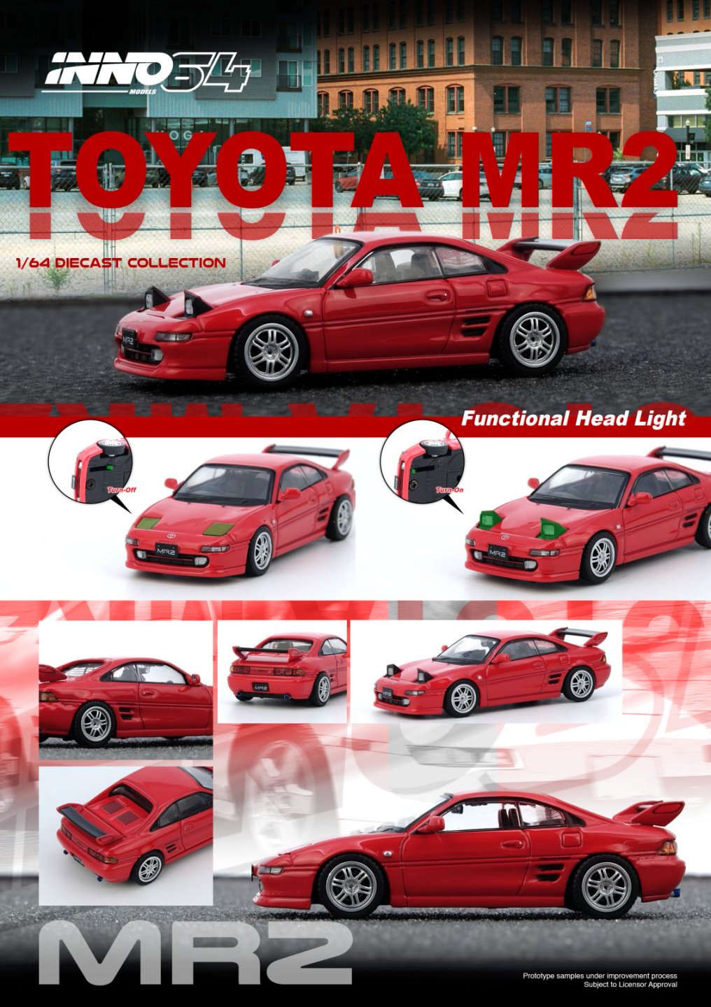 1/64 TOYOTA MR2 (SW20) Red - Inno64 - IN64-MR2SW20-RED
