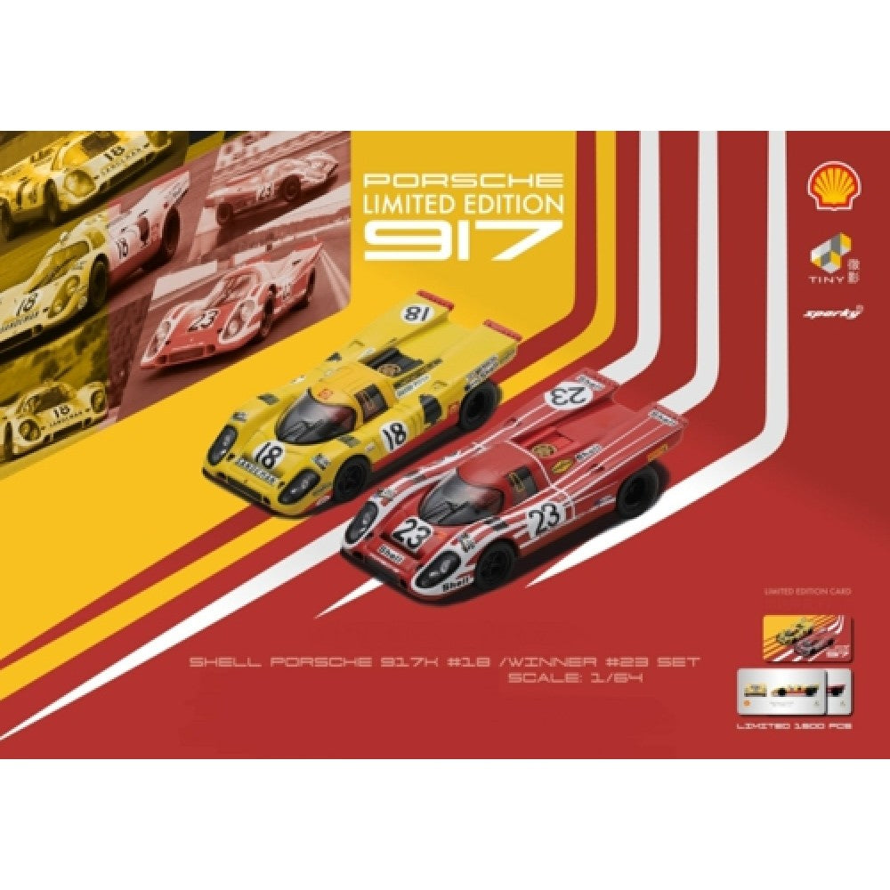 1/64 PORSCHE 917K SHELL COMBO LE MANS WINNER 1970 AND SHELL 24H LE MANS 1970 PIPER/VAN LENNEP NO.18 (SPARKY X TINY X SHELL)