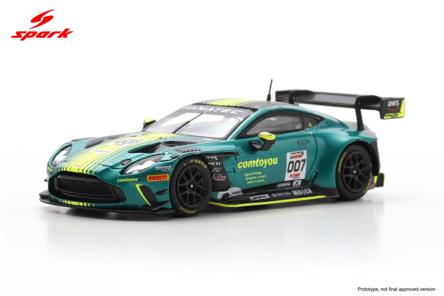 1/64 - Aston Martin Vantage AMR GT3 EVO #007 Comtoyou Racing Winner 24H Spa 2024 - Spark - SPA 64SPA2024