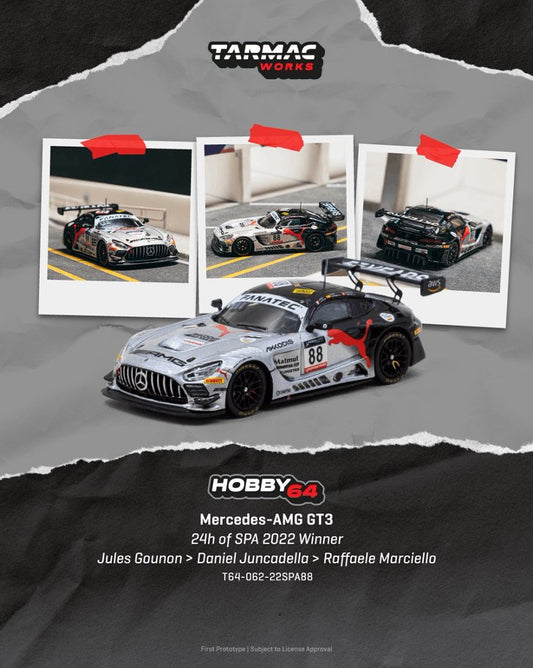 1/64 Mercedes-AMG GT3 24h of SPA 2022 Winner Jules Gounon / Daniel Juncadella / Raffaele Marciello - Tarmac Works - T64-062-22SPA88 ** Pre Order**