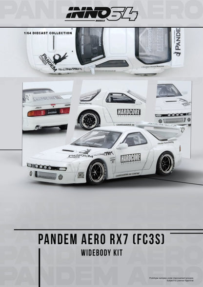 1/64 MAZDA RX7 (FC3S) "PANDEM AERO" Widebody Kit - Inno64 - IN64-RX7FCP-WHI1