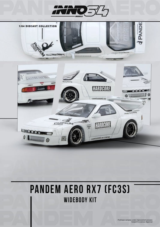 1/64 MAZDA RX7 (FC3S) "PANDEM AERO" Widebody Kit - Inno64 - IN64-RX7FCP-WHI1