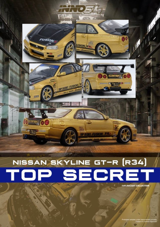 1/64 TOP SECRET R34 GT-R Gold  - Inno64 - IN64-R34TS-GOLD