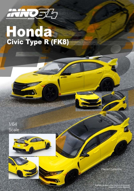 1/64 HONDA CIVIC TYPE-R (FK8) Yellow - Inno64 - IN64-FK8-YL
