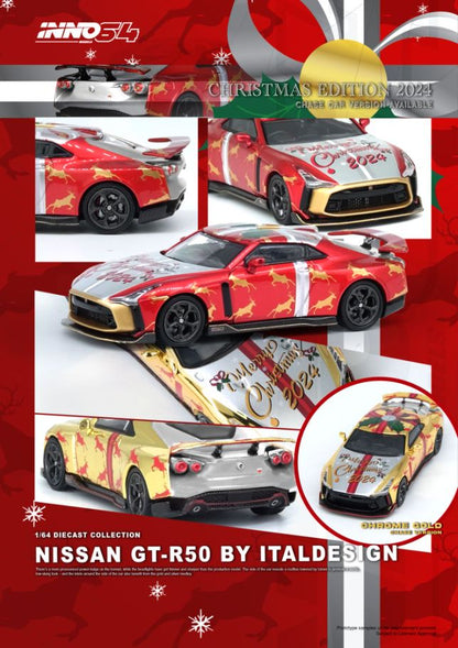 1/64 Nissan GT-R50 *XMAS 2024*, red  - Inno64 - IN64-R50-XMAS24