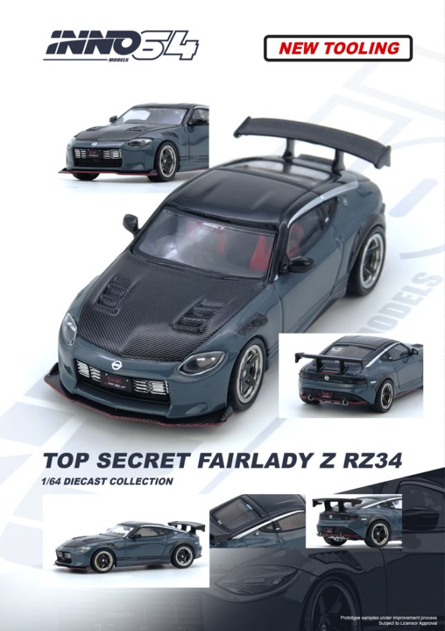 1/64 TOP SECRET NISSAN FAIRLADY Z (RX34) Stealth Gray - Inno64 - IN64-Z34TS-SG