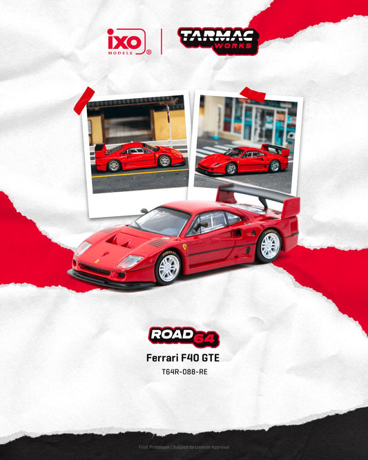 1/64 Ferrari F40 GTE Red - Tarmac Models - T64R-088-RE
