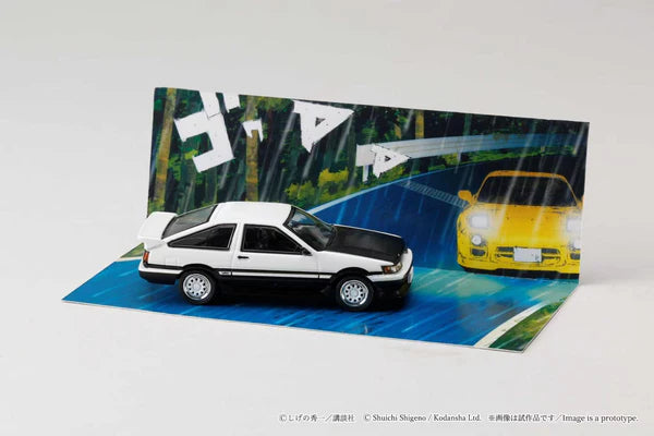 1/64 Toyota COROLLA LEVIN (AE86)/ INITIAL D Wataru Akiyama VS Keisuke Takahashi  white/black - Hobby Japan - HJDMD008A