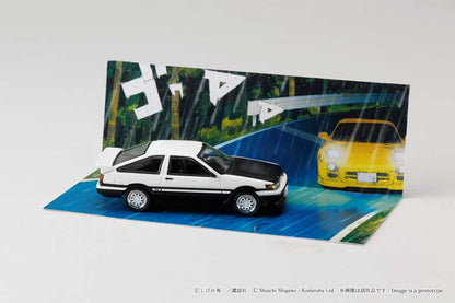 1/64 Toyota COROLLA LEVIN (AE86)/ INITIAL D Wataru Akiyama VS Keisuke Takahashi  white/black - Hobby Japan - HJDMD008A