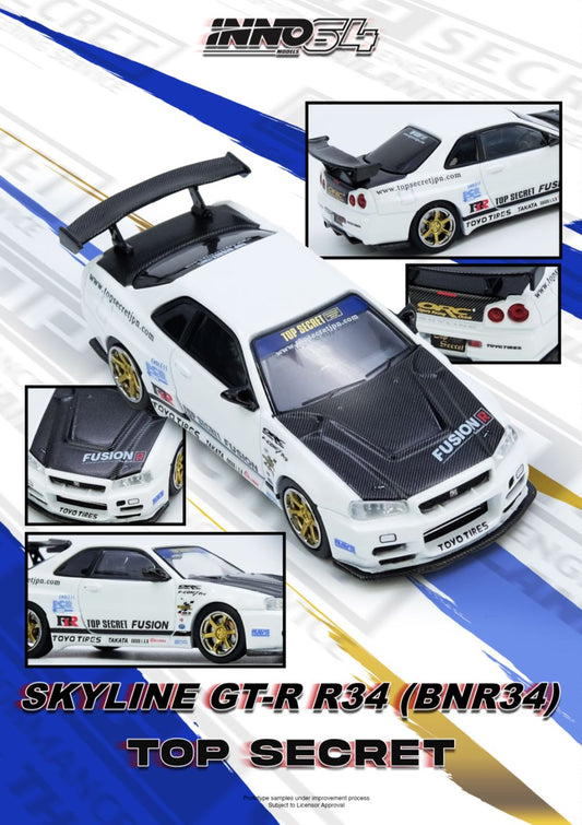 1/64 NISSAN TOP SECRET R34 GT-R White - Inno64 - IN64-R34TS-WHI