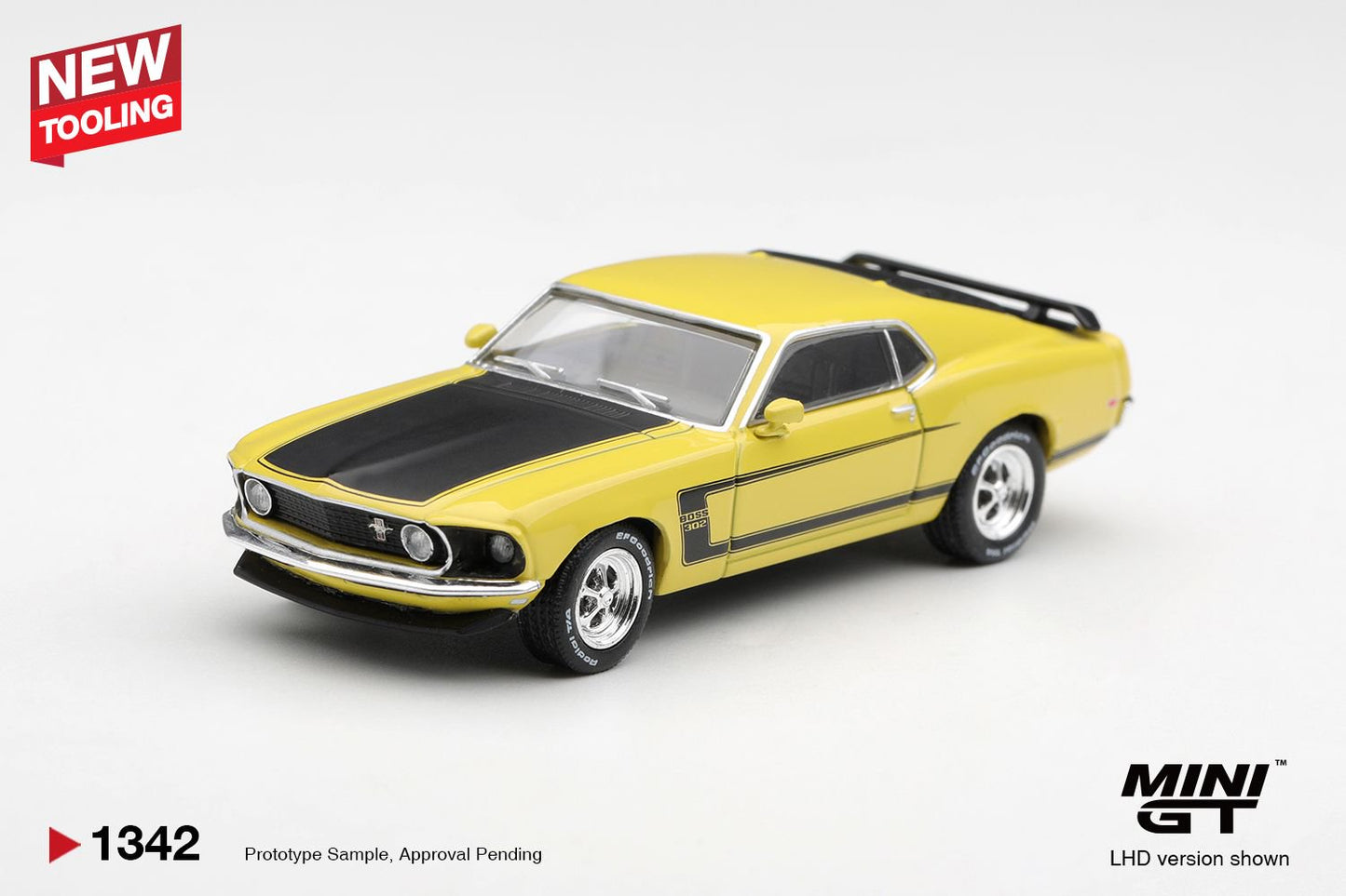 1/64  FORD MUSTANG BOSS 302 1969 BRIGHT YELLOW (LHD) - Mini GT - MGT01342