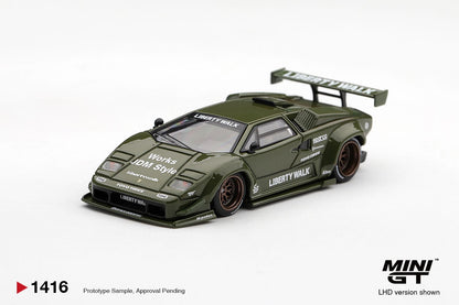 1/64 LAMBORGHINI COUNTACH LB-WORKS ARMY GREEN - Mini GT - MGT01416  ***Pre Order***
