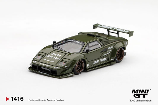 1/64 LAMBORGHINI COUNTACH LB-WORKS ARMY GREEN - Mini GT - MGT01416  ***Pre Order***