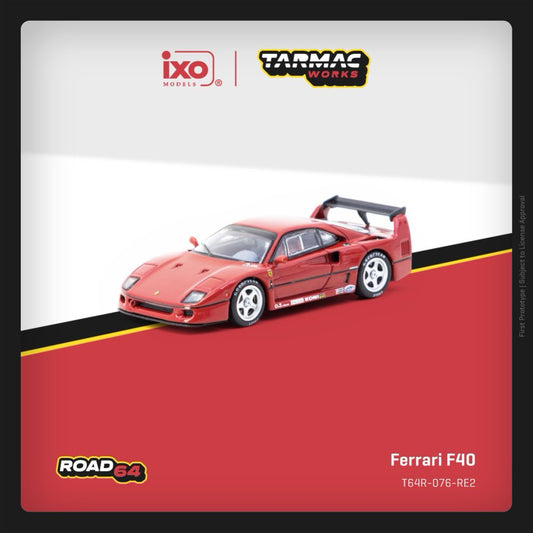 1/64 Ferrari F40  Red  - Tarmac Models - T64R-076-RE2