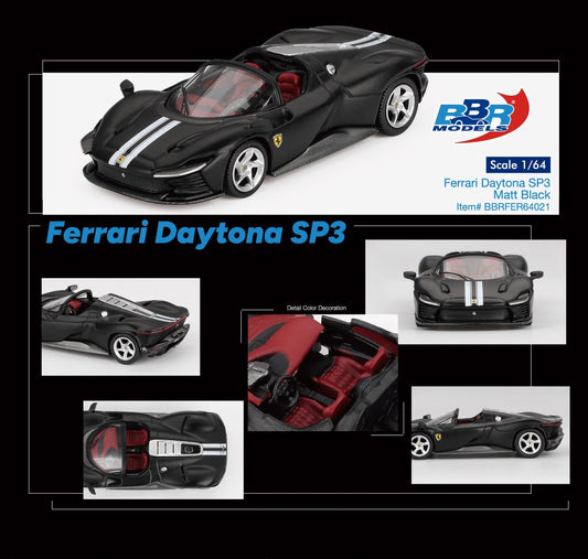 1:64 Ferrari Daytona SP3 Matt Black - BBR Models - BBRFER64021