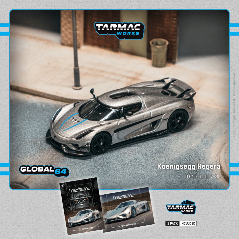 1/64 - Koenigsegg Regera  Silver Metallic / Blue Accents - TARMAC - T64G-TL017-SL