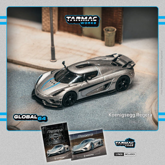 1/64 - Koenigsegg Regera  Silver Metallic / Blue Accents - TARMAC - T64G-TL017-SL