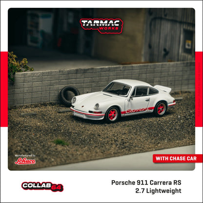 1:64 Porsche 911 Carrera RS 2.7 Lightweight White/Red - T64S-023-WR