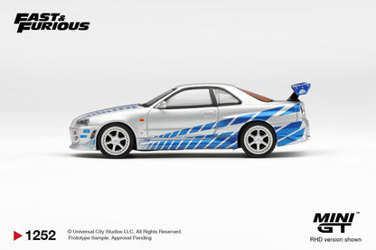 1/64 Nissan Skyline GT-R  C-West  "2 Fast 2 Furious" Brian O'Conner   - Mini GT - MGT01252-BL