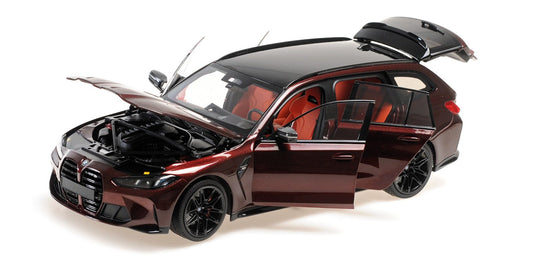 1/18 - BMW M3 TOURING - 2024 - AVENTURINE RED W BLACK WHEELS AND TARTUFO INTERIOR - Minichamps - 110024010