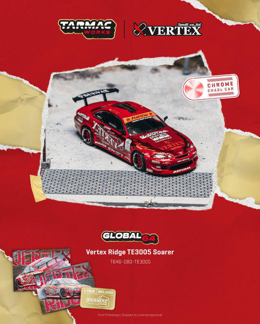 1/64 - Vertex Ridge TE3005 Soarer  Model Car + Trading Cards Combo Set  - TARMAC - T64G-080-TE3005