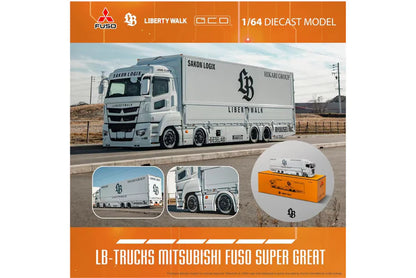 1:64 - Mitsubishi Fuso Super Great Transporter LBWK Liberty Walk LB-Trucks (White) - GCD - KS-073-301