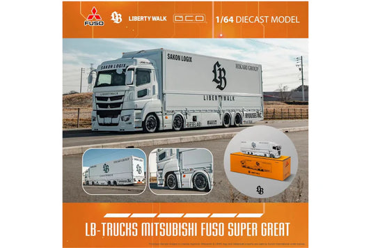 1:64 - Mitsubishi Fuso Super Great Transporter LBWK Liberty Walk LB-Trucks (White) - GCD - KS-073-301