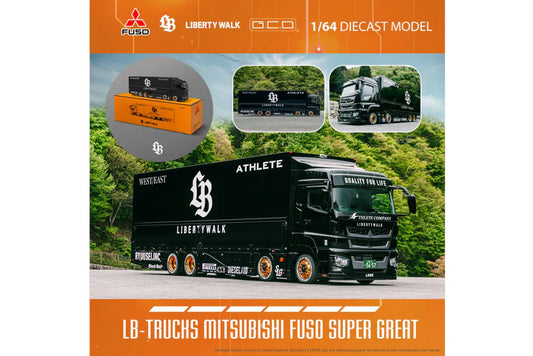 1:64 - Mitsubishi Fuso Super Great Transporter LBWK Liberty Walk LB-Trucks (Black) - GCD - KS-073-302