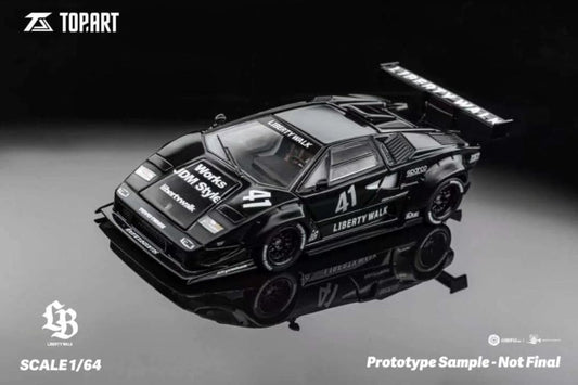1/64 - Liberty Walk Black Lamborghini Countach Glossy Black #41 edition  - TopArt - TAO-640003