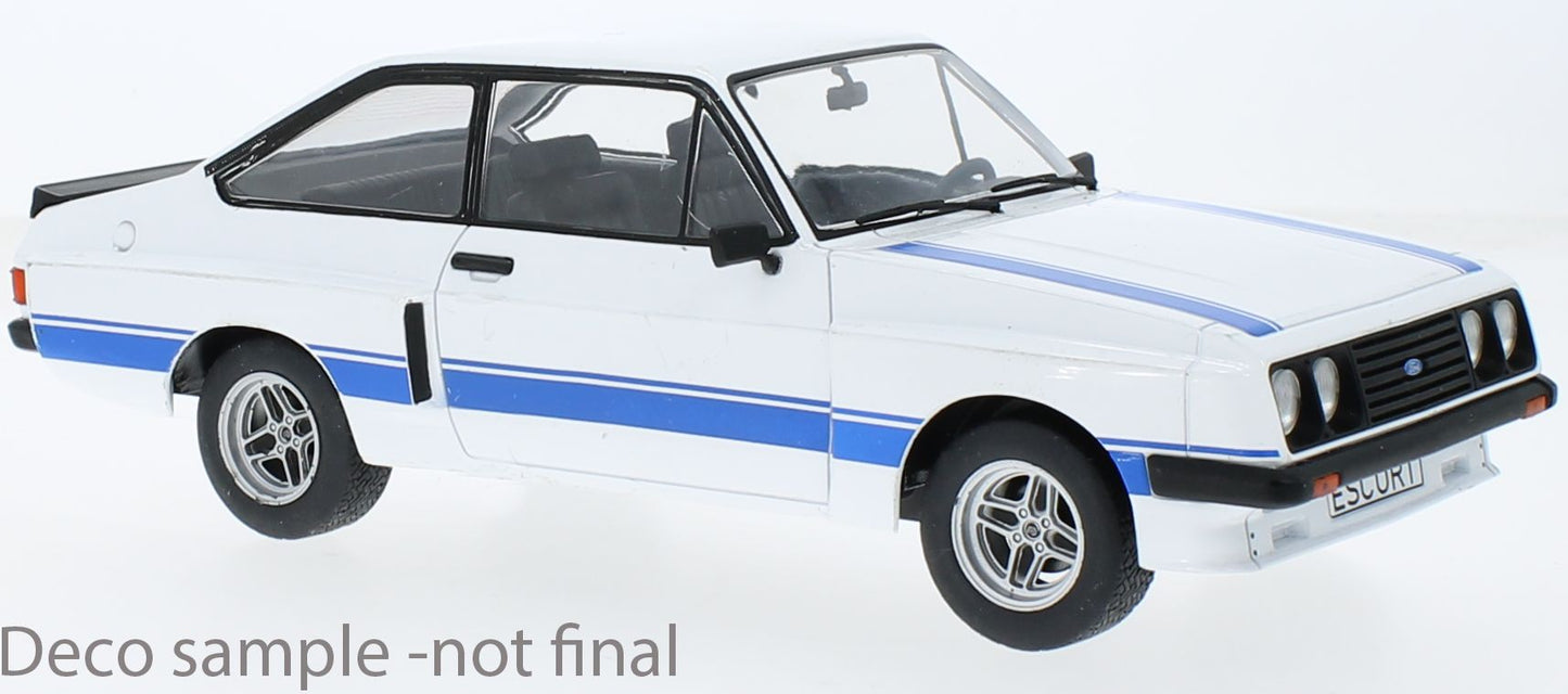 1:18 - Ford Escort MK II RS X Pack White with blue bonnet stripes - MCG 18350