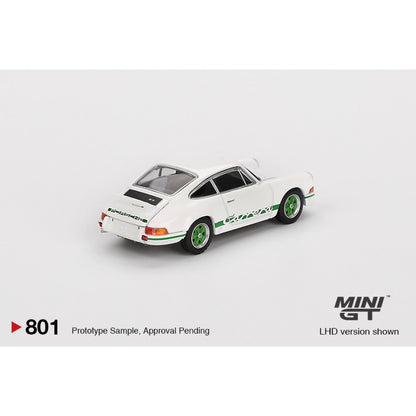 1/64 PORSCHE 911 CARRERA RS 2.7 GRAND PRIX WHITE WITH GREEN LIVERY (RHD) - MGT00801-R