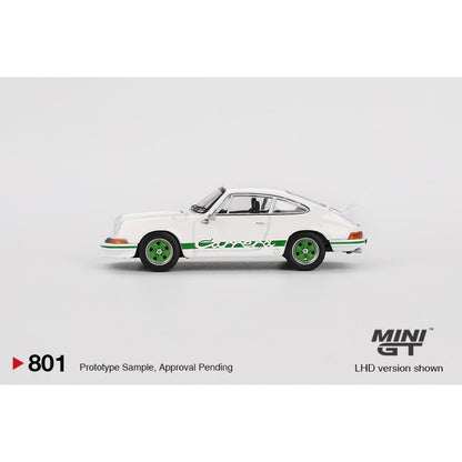 1/64 PORSCHE 911 CARRERA RS 2.7 GRAND PRIX WHITE WITH GREEN LIVERY (RHD) - MGT00801-R