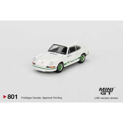 1/64 PORSCHE 911 CARRERA RS 2.7 GRAND PRIX WHITE WITH GREEN LIVERY (RHD) - MGT00801-R