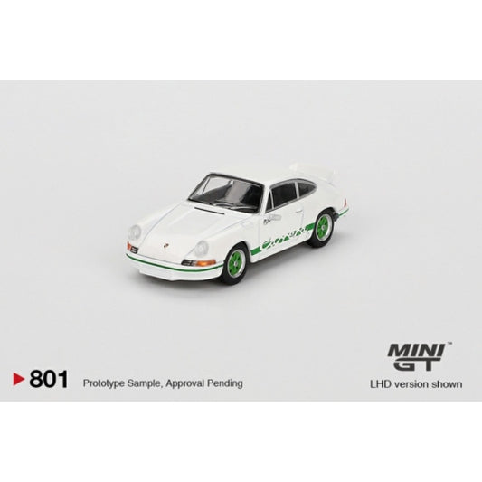 1/64 PORSCHE 911 CARRERA RS 2.7 GRAND PRIX WHITE WITH GREEN LIVERY (RHD) - MGT00801-R