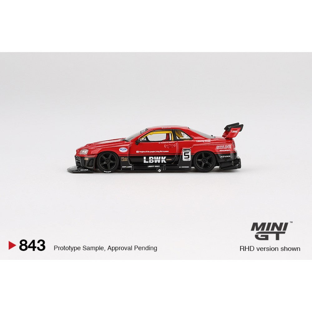 1/64 NISSAN LB-ER34 SUPER SILHOUETTE SKYLINE RED/BLACK (RHD) - MGT00843-R