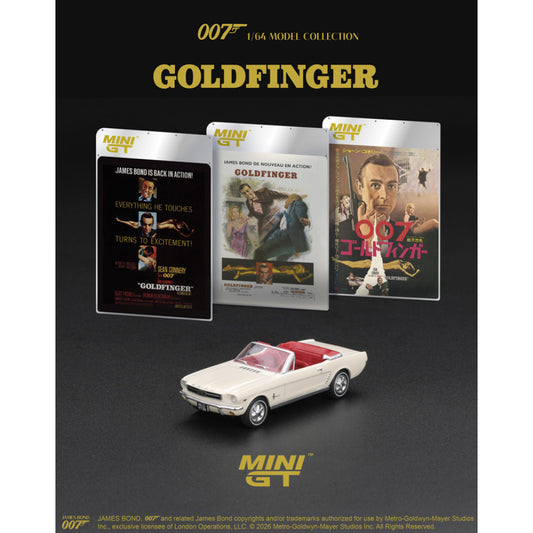 1/64 FORD MUSTANG CONVERTIBLE 1964 GOLDFINGER (LHD) ENGLISH BLISTER PACKAGING - MiniGT - MGT00928-007E