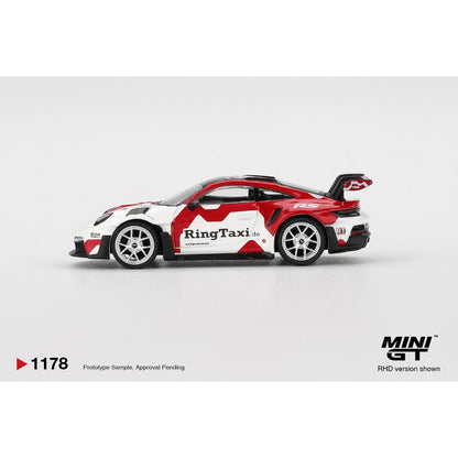 1/64 PORSCHE 911 (992) GT3 RS WEISSACH RINGTAXI.COM (LHD) - MiniGT - MGT011178