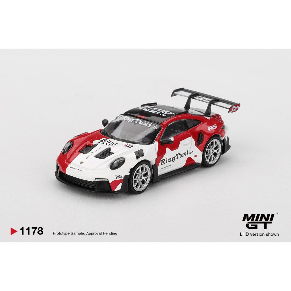 1/64 PORSCHE 911 (992) GT3 RS WEISSACH RINGTAXI.COM (LHD) - MiniGT - MGT011178