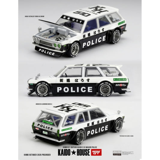 1/64 DATSUN KAIDO 510 WAGON POLICE - Kaido House - MGTKHMG321 *** Pre Order ***